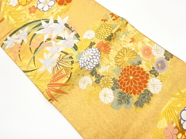 JAPANESE FUKURO OBI / WOVEN FLOWER ROUNDEL